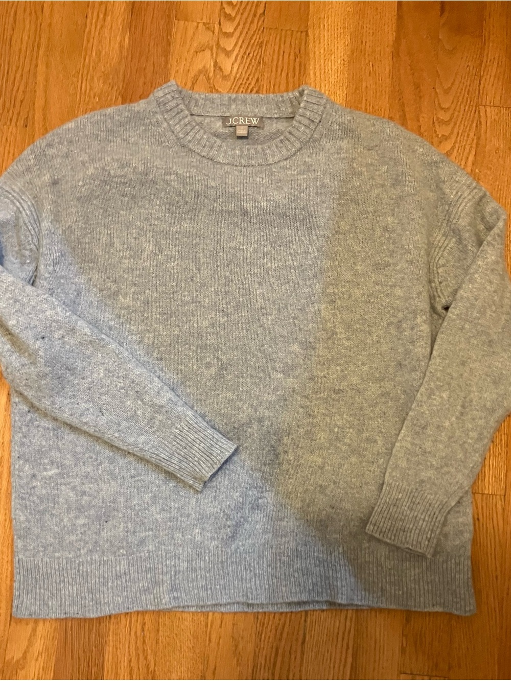 J. Crew Light Heather Gray Crewneck 100% Wool Sweater